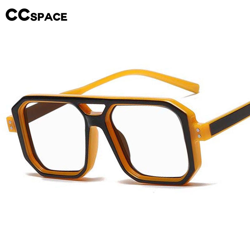 CCspace Unisex Full Rim Big Size Square Double Bridge Resin Frame Eyeglasses 54605 Full Rim CCspace
