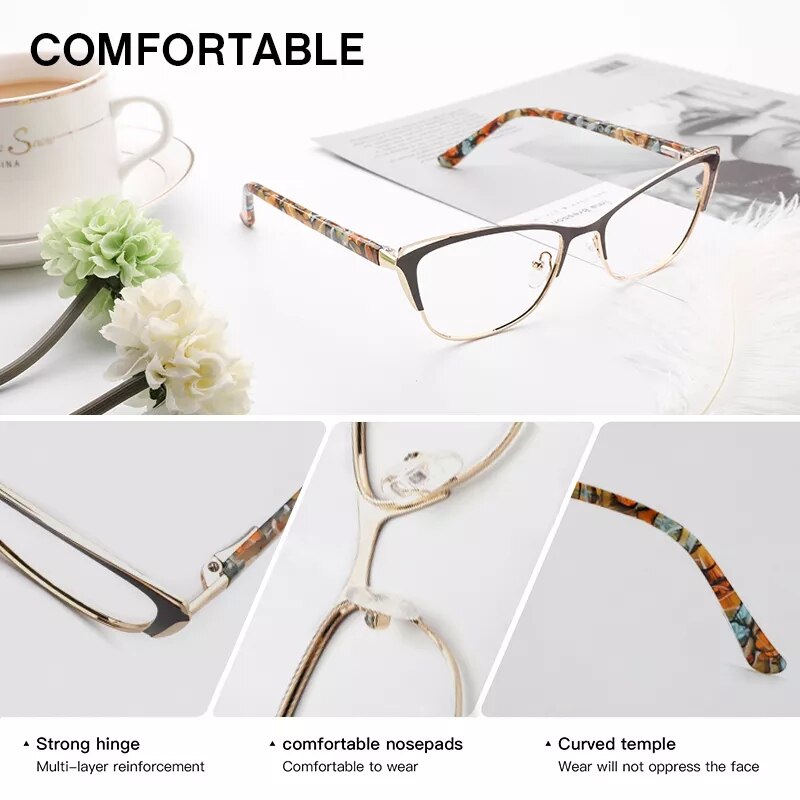 Kansept Women's Full Rim Cat Eye Stainless Steel Acetate Reading Glasses 8805 Reading Glasses Kansept