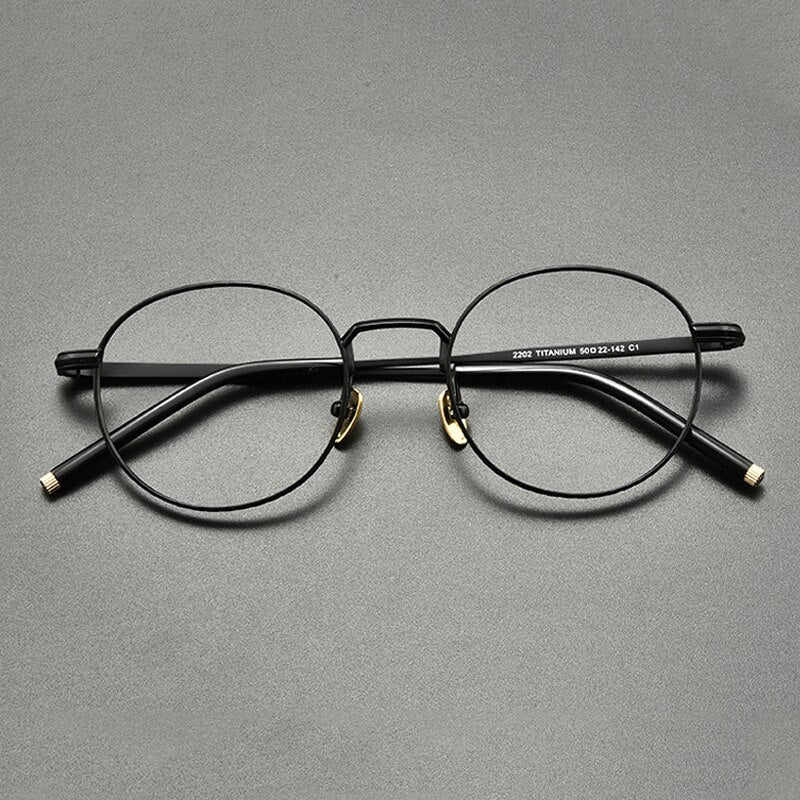 Gatenac Unisex Full Rim Small Round Titanium Eyeglasses Gxyj849 Full Rim Gatenac