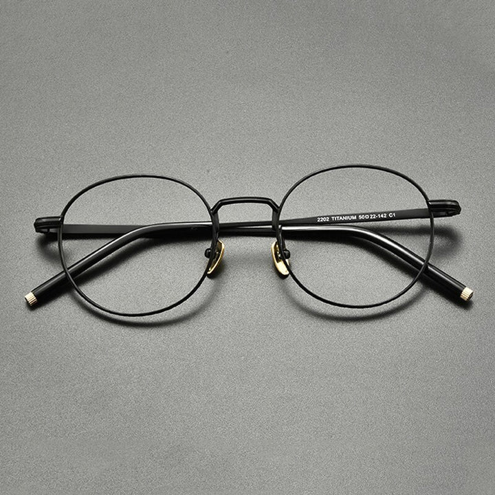 Gatenac Unisex Full Rim Small Round Titanium Eyeglasses Gxyj849 Full Rim Gatenac