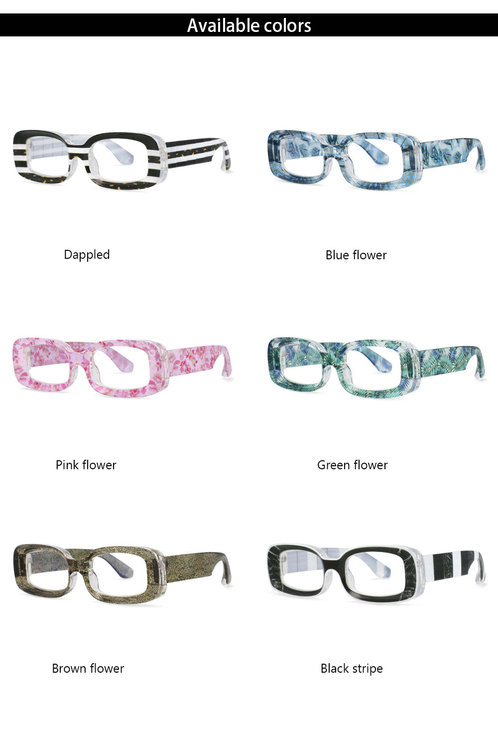 CCspace Unisex Full Rim Rectangle Resin Frame Punk Eyeglasses 54430 Full Rim CCspace