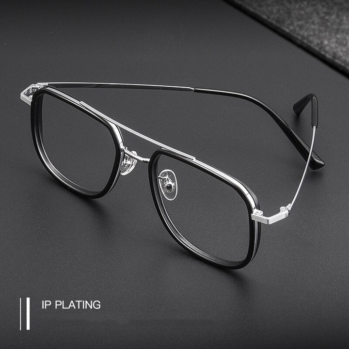 Hdcrafter Unisex Full Rim Big Square Double Bridge Tr 90 Titanium Eyeglasses 2218YJ Full Rim Hdcrafter Eyeglasses