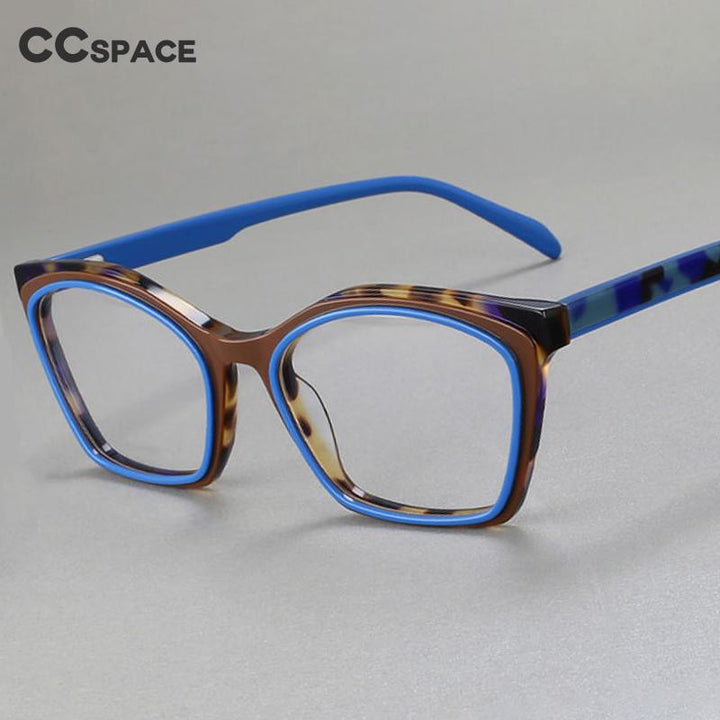 CCspace Women's Full Rim Square Acetate Eyeglasses 56469 Full Rim CCspace