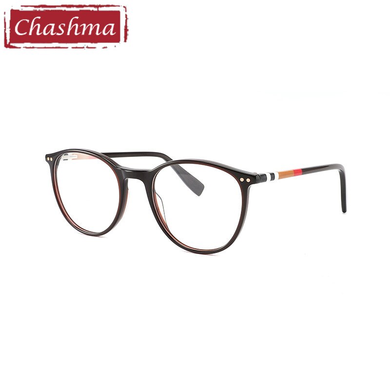Chashma Ottica Unisex Full Rim Round Sqare Tr 90 Titanium Eyeglasses 8019 Full Rim Chashma Ottica Brown  