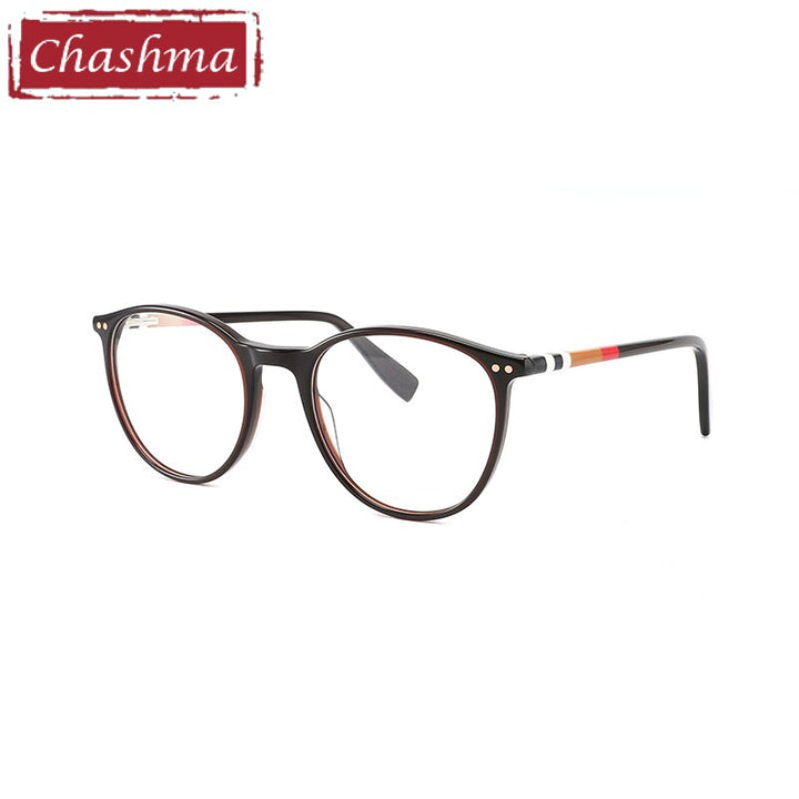 Chashma Ottica Unisex Full Rim Round Sqare Tr 90 Titanium Eyeglasses 8019 Full Rim Chashma Ottica Brown  