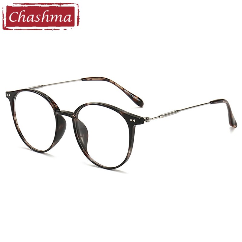 Chashma Unisex TR 90 Titanium Round Full Rim Frame Eyeglasses 90045 Full Rim Chashma Leopard