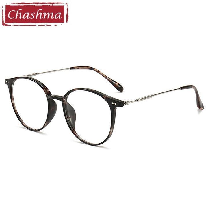 Chashma Unisex TR 90 Titanium Round Full Rim Frame Eyeglasses 90045 Full Rim Chashma Leopard
