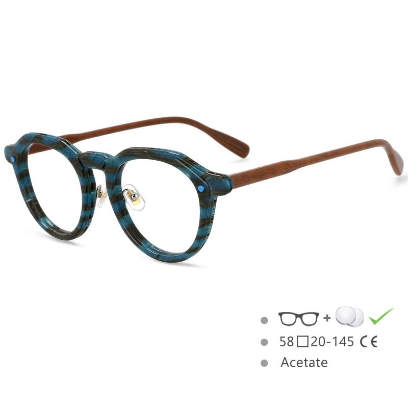 CCspace Unisex Full Rim Round Acetate Frame Eyeglasses 54541 Full Rim CCspace Blue China