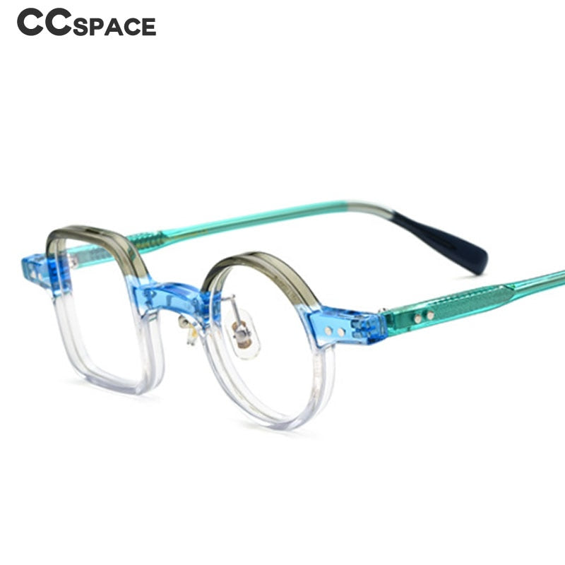 CCspace Unisex Full Rim Irregular Square Round Acetate Eyeglasses 53329 Full Rim CCspace