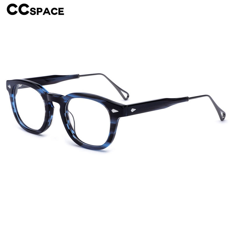 CCspace Men's Full Rim Square Round Acetate Alloy Eyeglasses 55280 Full Rim CCspace