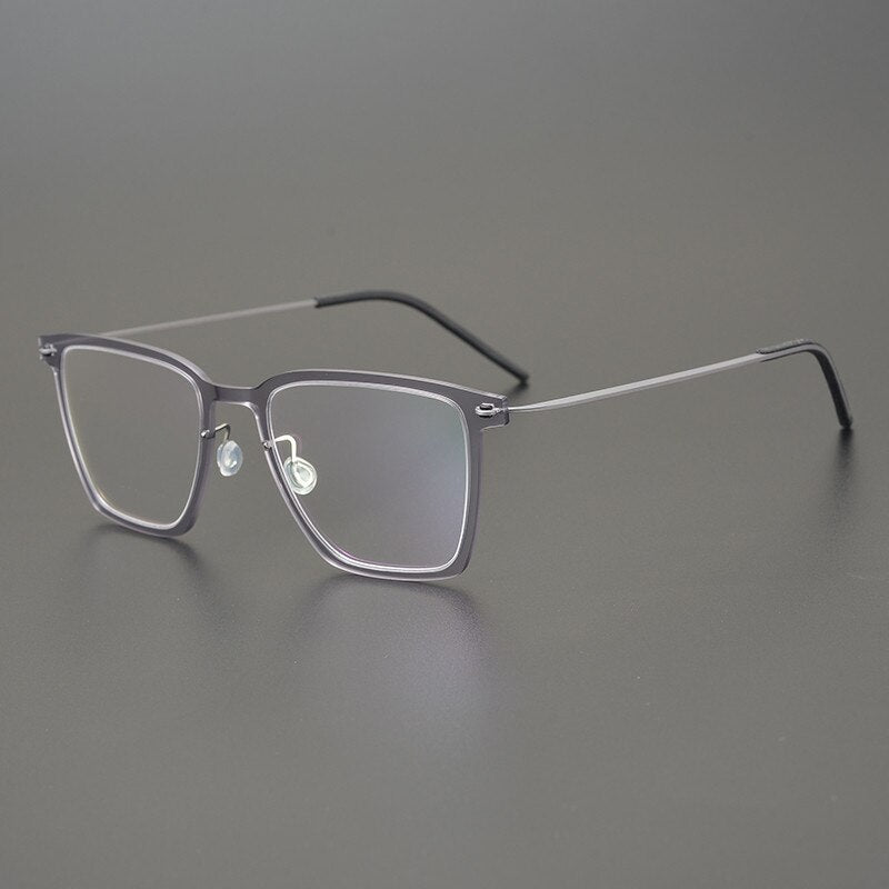 Gatenac Unisex Full Rim Square Acetate Titanium Eyeglasses Gxyj950 Full Rim Gatenac Gray