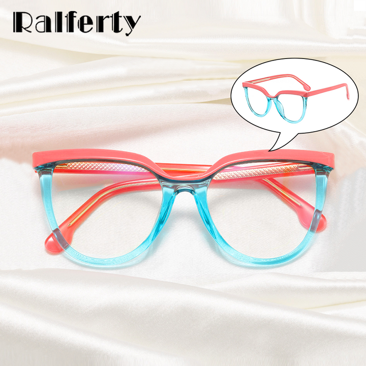 Ralferty Women's Full Rim Square Cat Eye Acetate Eyeglasses F82032 Full Rim Ralferty   