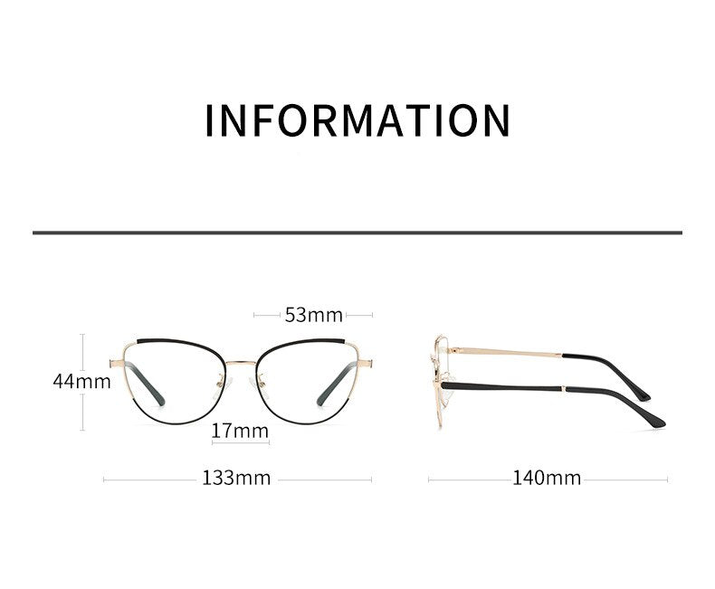 CCspace Women's Semi Rim Square Cat Eye Alloy Eyeglasses 55606 Semi Rim CCspace