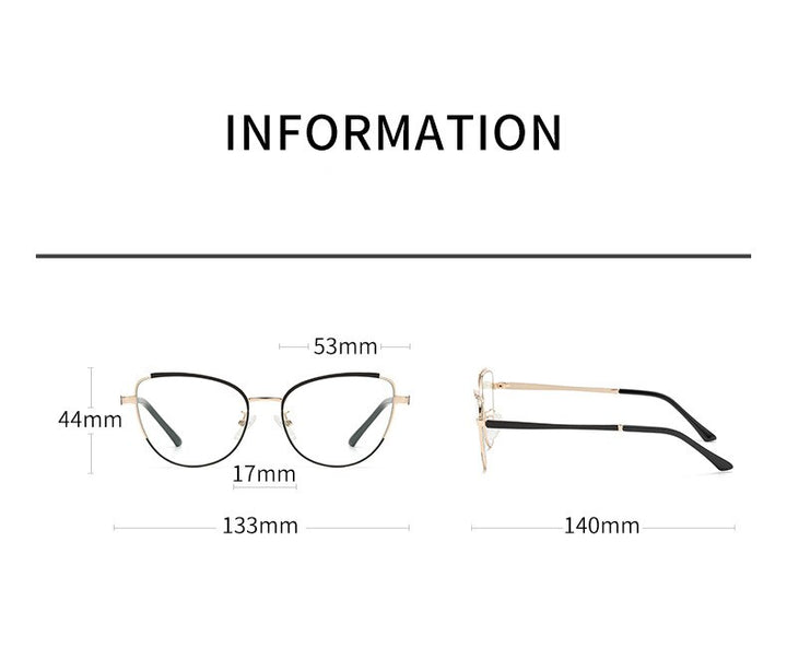 CCspace Women's Semi Rim Square Cat Eye Alloy Eyeglasses 55606 Semi Rim CCspace