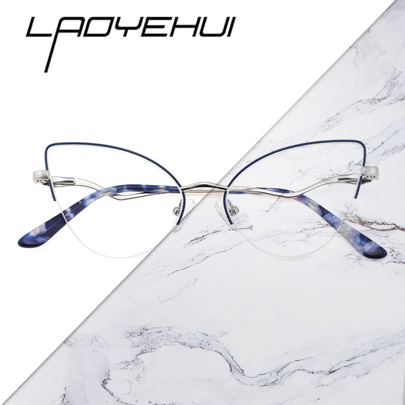 Laoyehui Women's Semi Rim Cat Eye Alloy Frame Reading Glasses 84511 Reading Glasses Laoyehui