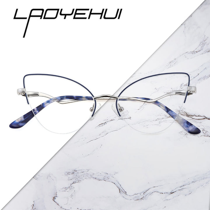 Laoyehui Women's Semi Rim Cat Eye Alloy Frame Reading Glasses 84511 Reading Glasses Laoyehui