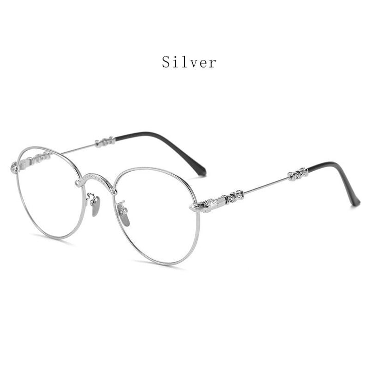 Hdcrafter Unisex Full Rim Oval Alloy Progressive Reading Glasses 9003 Reading Glasses Hdcrafter Eyeglasses +100 Silver