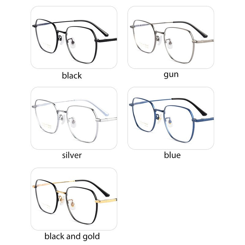 Handoer Men's Full Rim Irregular Square Titanium Eyeglasses K5058bsf Full Rim Handoer   