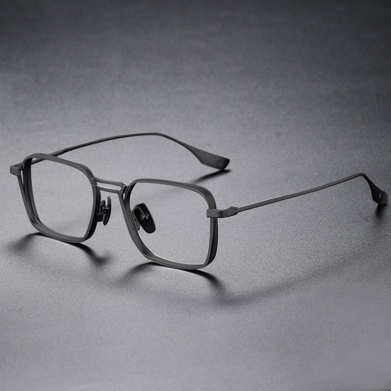 Yimaruili Unisex Full Rim Square Double Bridge Titanium Eyeglasses Dxt125 Full Rim Yimaruili Eyeglasses Black