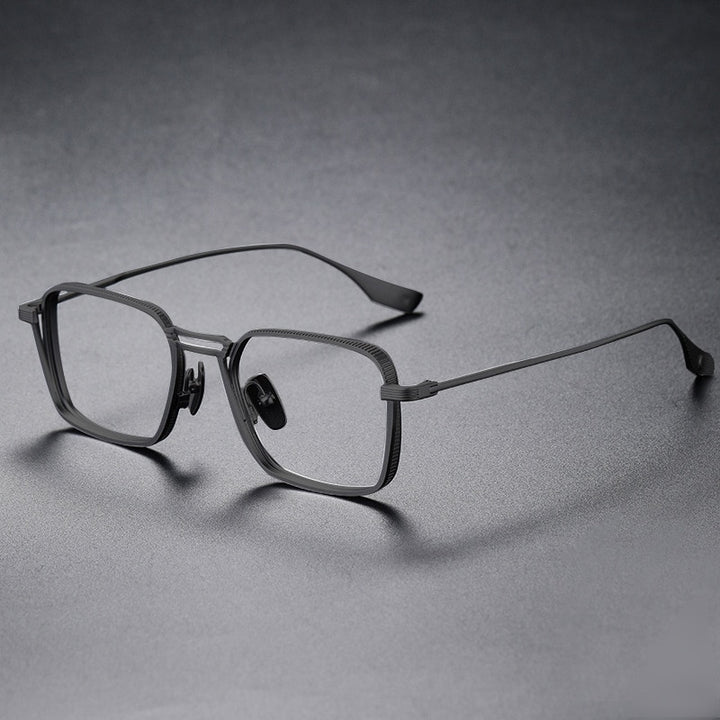 Yimaruili Unisex Full Rim Square Double Bridge Titanium Eyeglasses Dxt125 Full Rim Yimaruili Eyeglasses Black