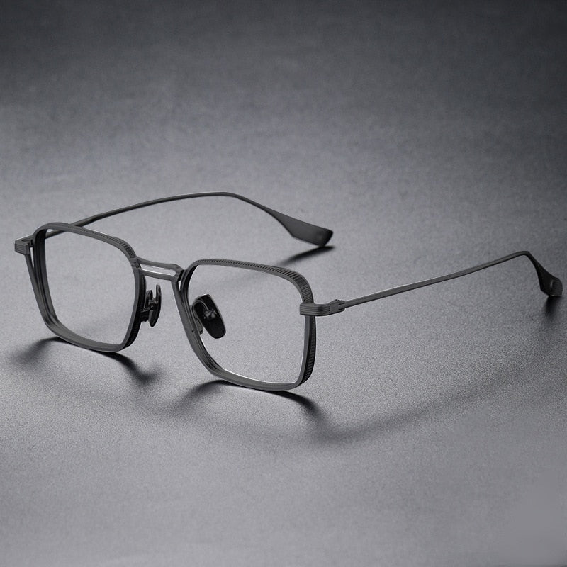 Yimaruili Unisex Full Rim Square Double Bridge Titanium Eyeglasses Dxt125 Full Rim Yimaruili Eyeglasses Black  