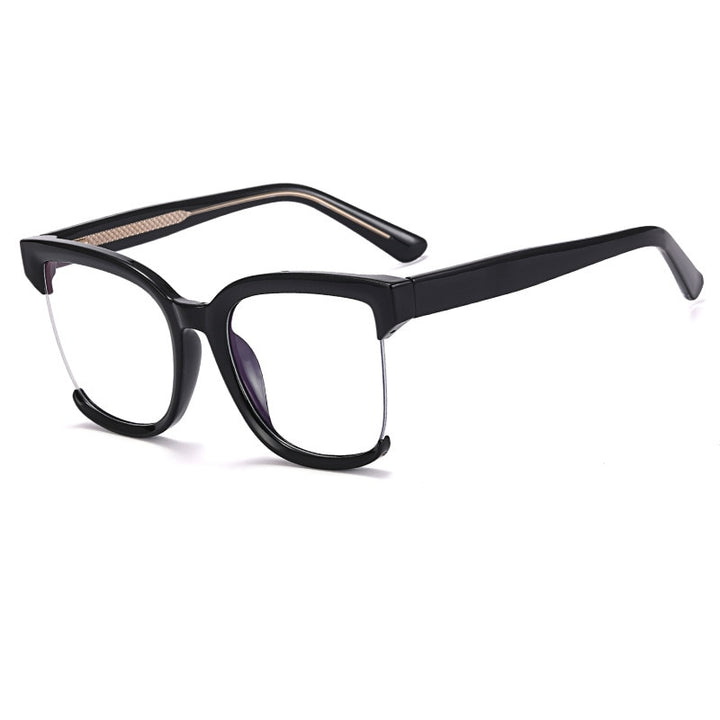 CCspace Women's Semi Rim Square Tr 90 Eyeglasses 54628 Semi Rim CCspace China Black
