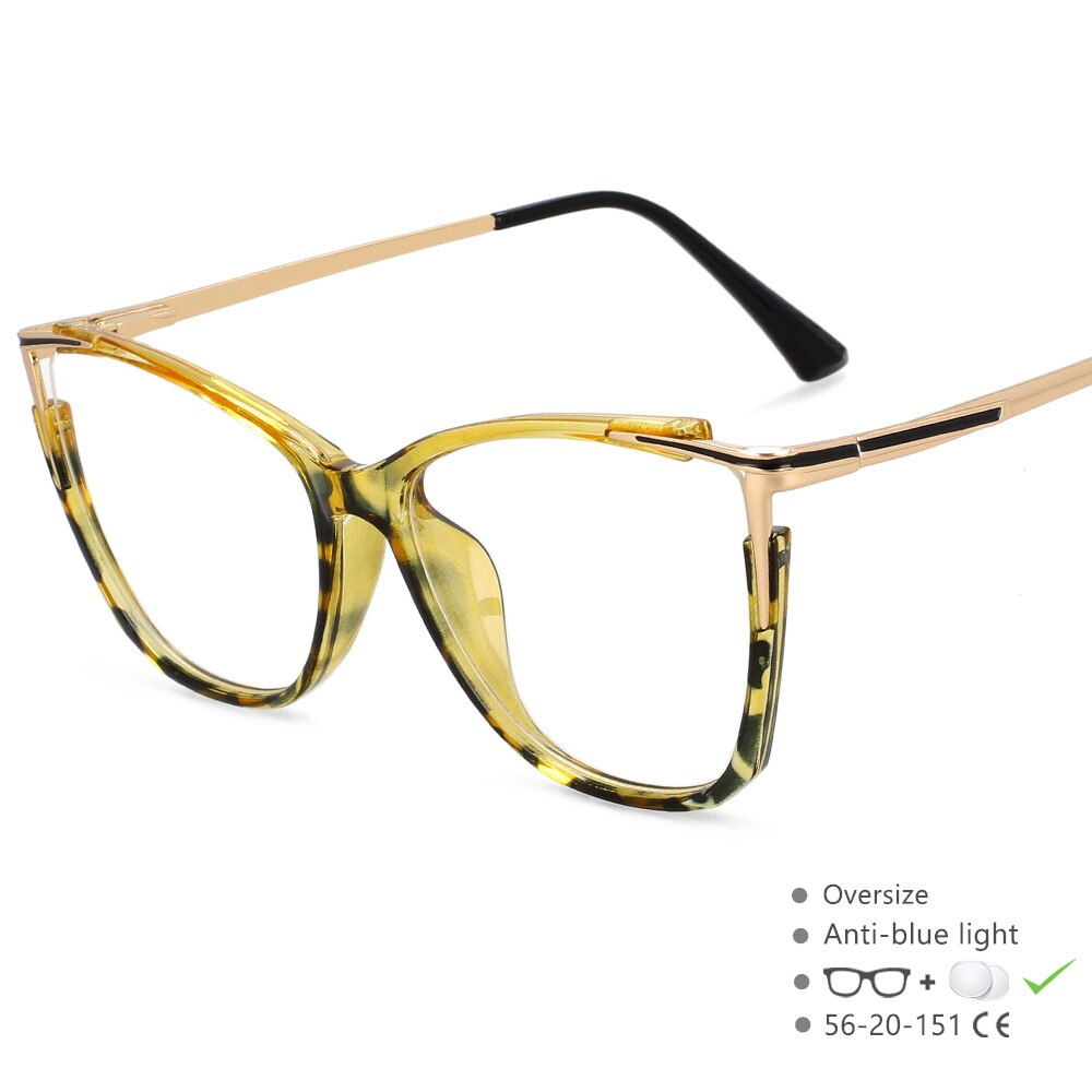 CCspace Unisex Full Rim Square Acetate Alloy Eyeglasses 55409 Full Rim CCspace China YellowBean