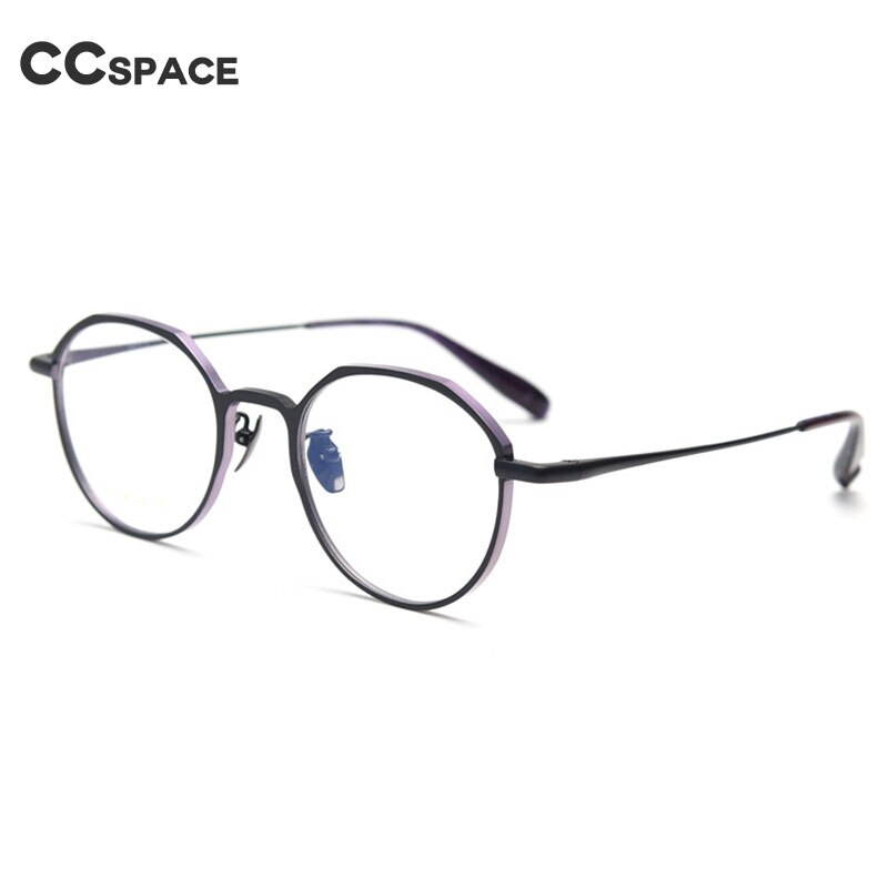 CCspace Unisex Full Rim Round Titanium Eyeglasses 55458 Full Rim CCspace