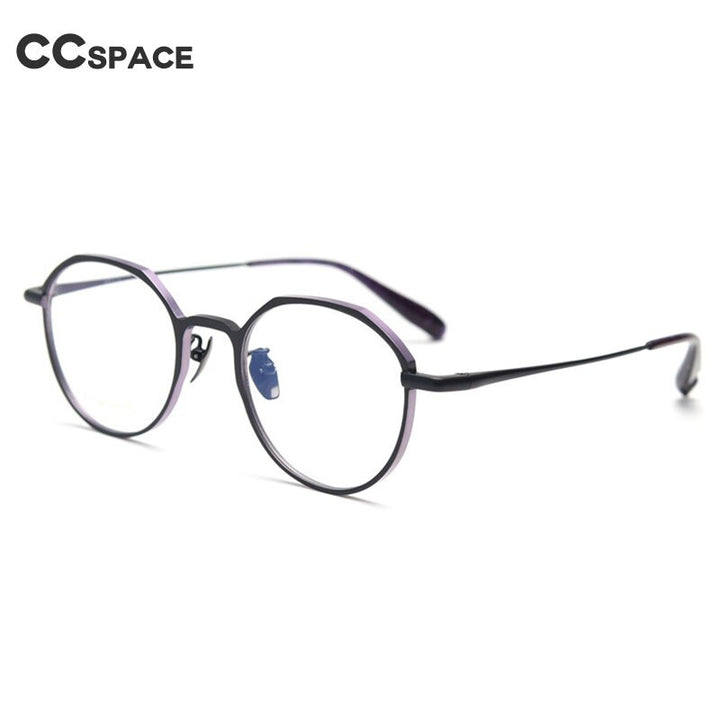 CCspace Unisex Full Rim Round Titanium Eyeglasses 55458 Full Rim CCspace