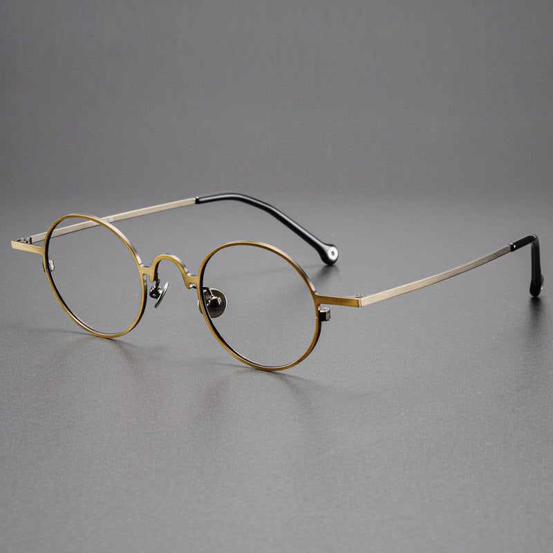 Yujo Unisex Full Rim Small 43mm Round Alloy Eyeglasses Y069 Full Rim Yujo