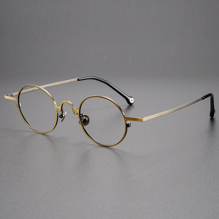 Yujo Unisex Full Rim Small 43mm Round Alloy Eyeglasses Y069 Full Rim Yujo