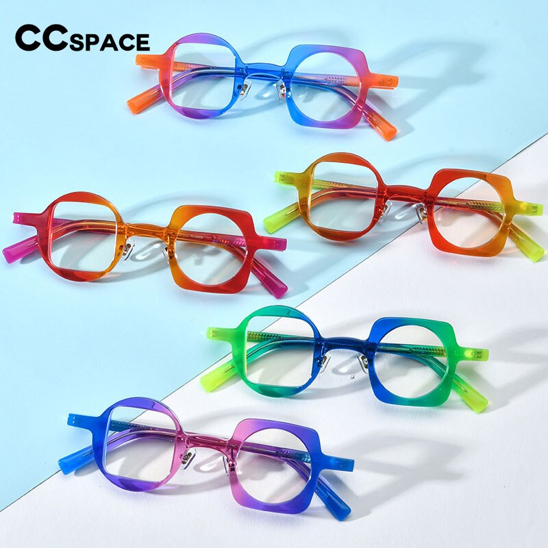 CCspace Unisex Full Rim Square Round Acetate Eyeglasses 55660 Full Rim CCspace