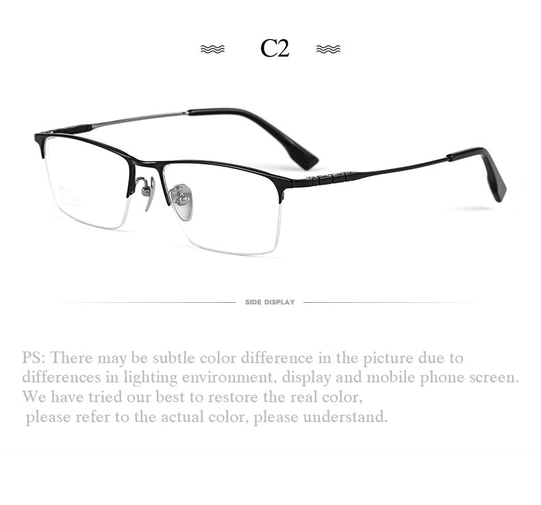Hotochki Men's Semi Rim Square Tr 90 Titanium Frame Eyeglasses Bv6010 Semi Rim Hotochki