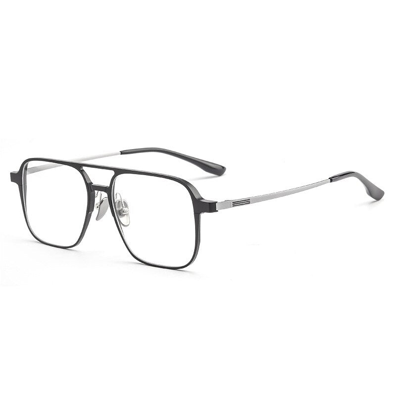 Yimaruili Unisex Full Rim Square  Aluminum Magnesium Titanium Eyeglasses Clip On Sunglasses 9908 With Clip Ons Yimaruili Eyeglasses
