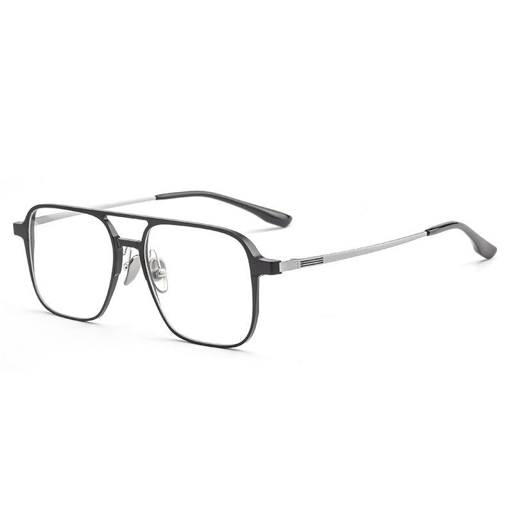 Yimaruili Unisex Full Rim Square  Aluminum Magnesium Titanium Eyeglasses Clip On Sunglasses 9908 With Clip Ons Yimaruili Eyeglasses