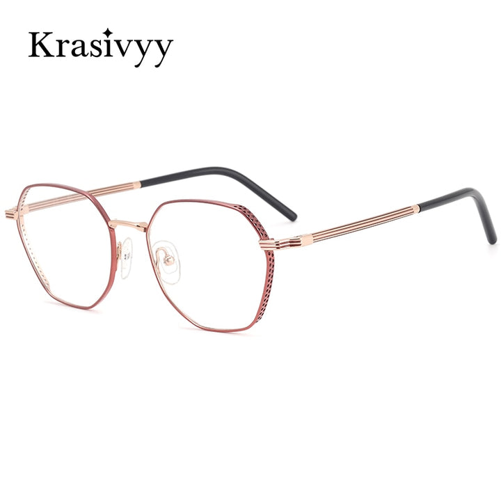 Krasivyy Women's Full Rim Polygon Titanium Eyeglasses Kr16024 Full Rim Krasivyy