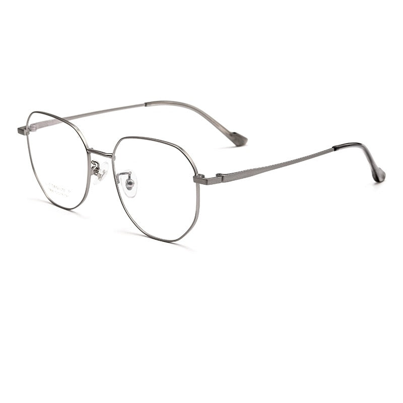 Yimaruili Unisex Full Rim Polygonal Titanium Eyeglasses T808 Full Rim Yimaruili Eyeglasses Gun