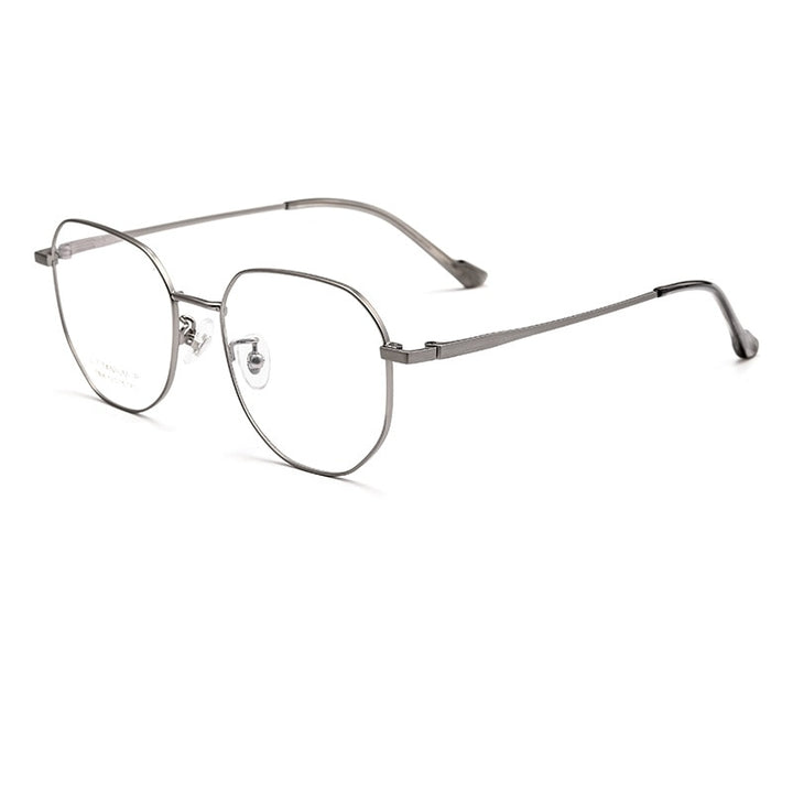 Yimaruili Unisex Full Rim Polygonal Titanium Eyeglasses T808 Full Rim Yimaruili Eyeglasses Gun
