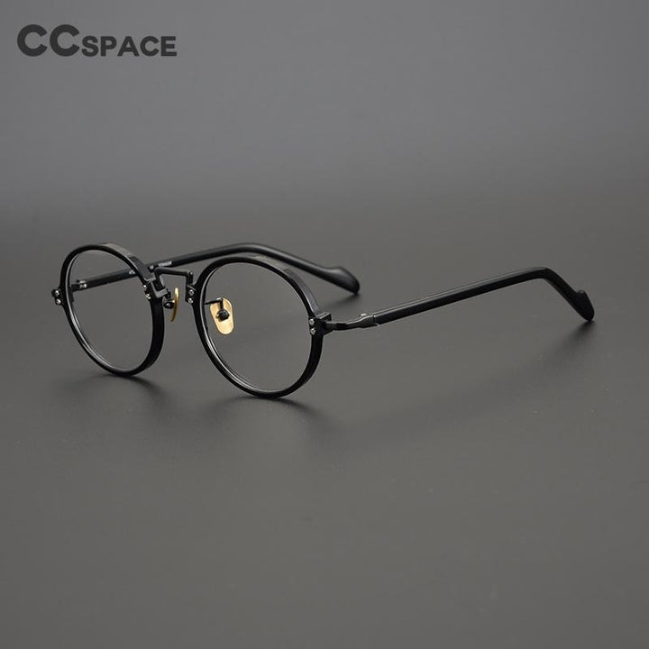 CCspace Unisex Full Rim Round/Square Acetate Titanium Eyeglasses 53312 Full Rim CCspace