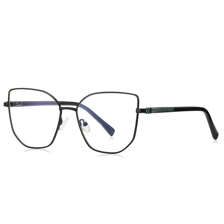 CCspace Unisex Full Rim Square Cat Eye Alloy Eyeglasses 55710 Full Rim CCspace BlackGreen China