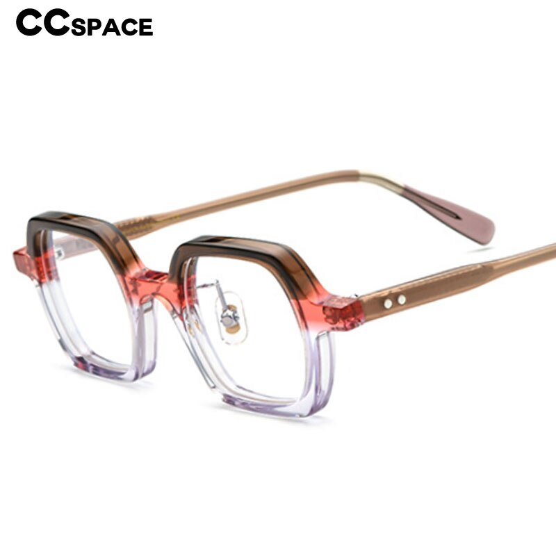 CCspace Unisex Full Rim Small Irregular Square Acetate Eyeglasses 54705 Full Rim CCspace