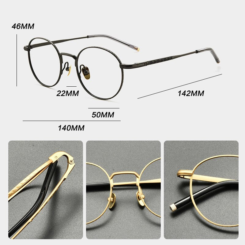 Gatenac Unisex Full Rim Small Round Titanium Eyeglasses Gxyj849 Full Rim Gatenac