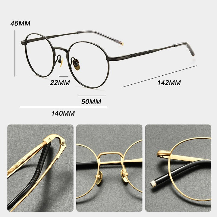Gatenac Unisex Full Rim Small Round Titanium Eyeglasses Gxyj849 Full Rim Gatenac