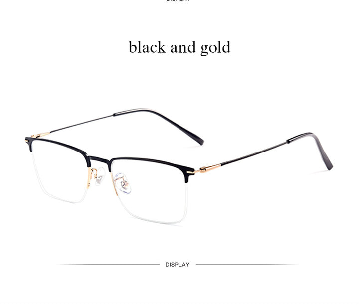 Hotochki Men's Full/Semi Rim SquareTitanium Frame Eyeglasses 0608-0606 Semi Rim Hotochki