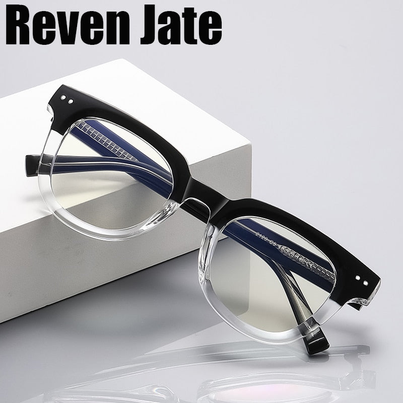 Reven Jate Unisex Full Rim Square Oval Tr 90 Acetate Alloy Eyeglasses 2120 Full Rim Reven Jate