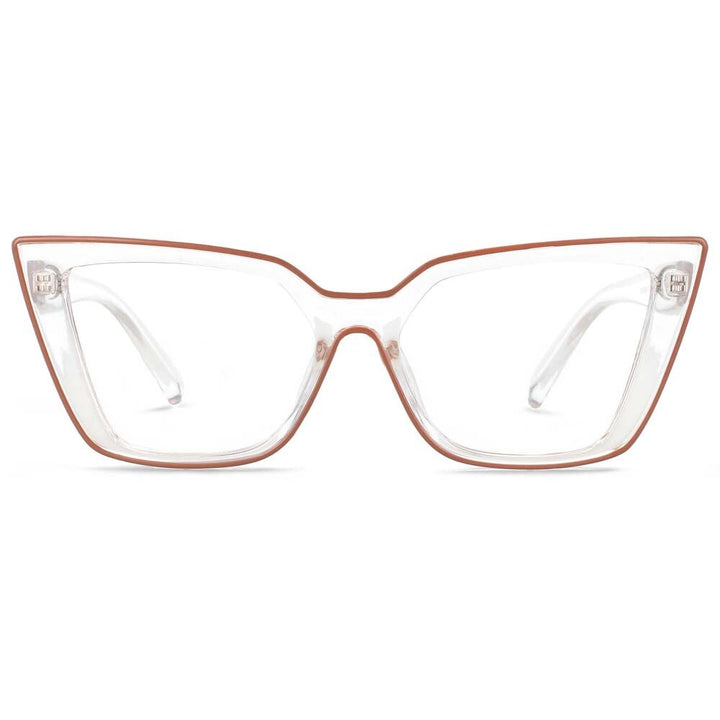 CCspace Women's Full Rim Square Flat Top Cat Eye Acetate Alloy Eyeglasses 55338 Full Rim CCspace China Teac4