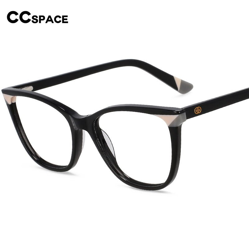 CCspace Unisex Full Rim Small Square Acetate Eyeglasses 55566 Full Rim CCspace
