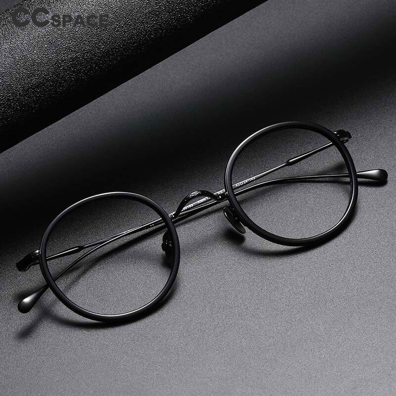 CCspace Unisex Full Rim Round Titanium Eyeglasses 53234 Full Rim CCspace