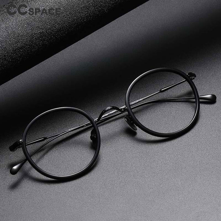 CCspace Unisex Full Rim Round Titanium Eyeglasses 53234 Full Rim CCspace