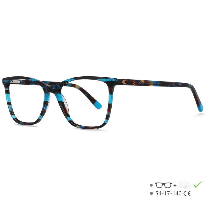 CCspace Unisex Full Rim Square Cat Eye Acetate Eyeglasses 55567 Full Rim CCspace Cyan China